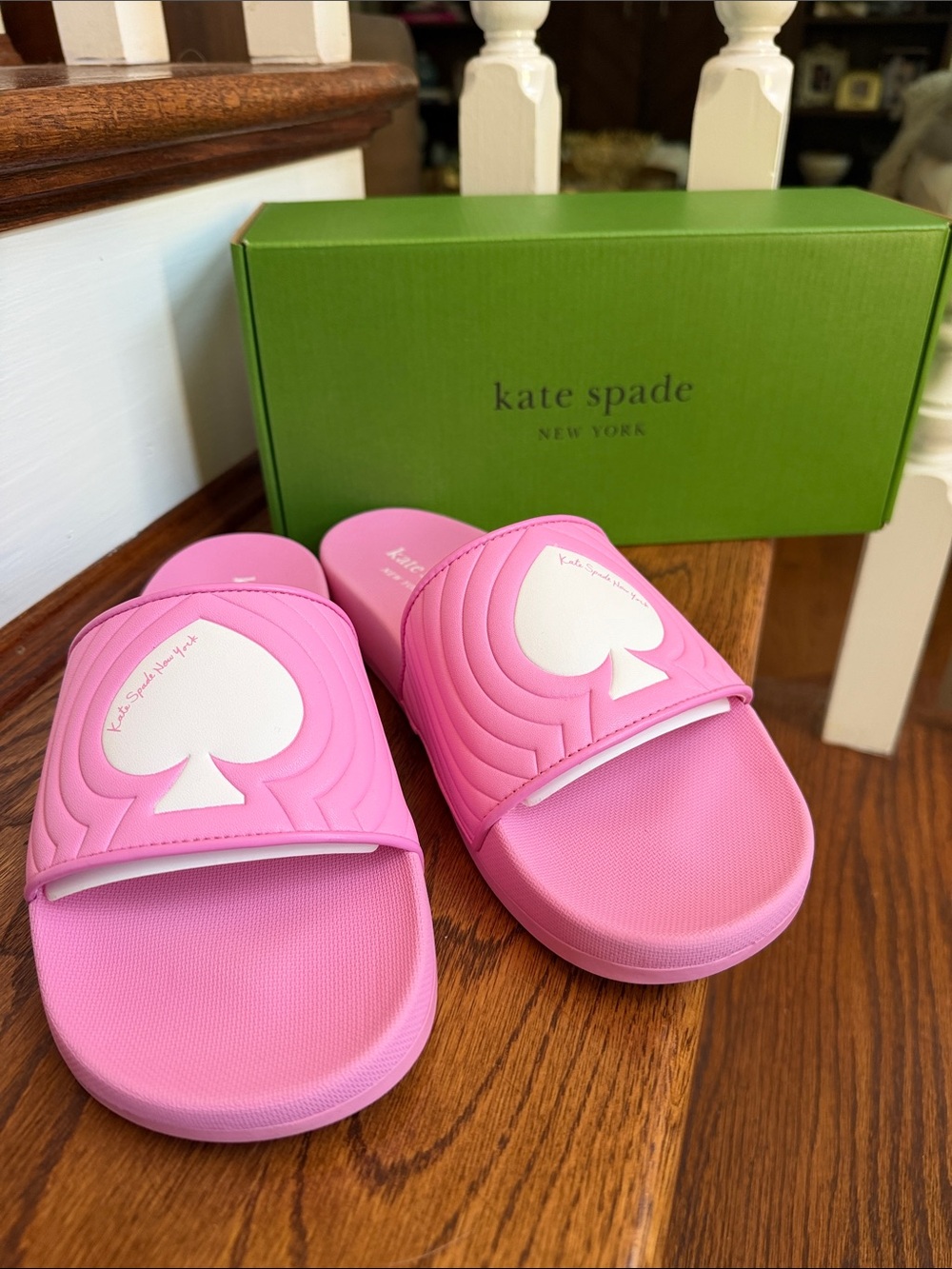 kate spade Women’s Pink Spade Logo Slide Sandals